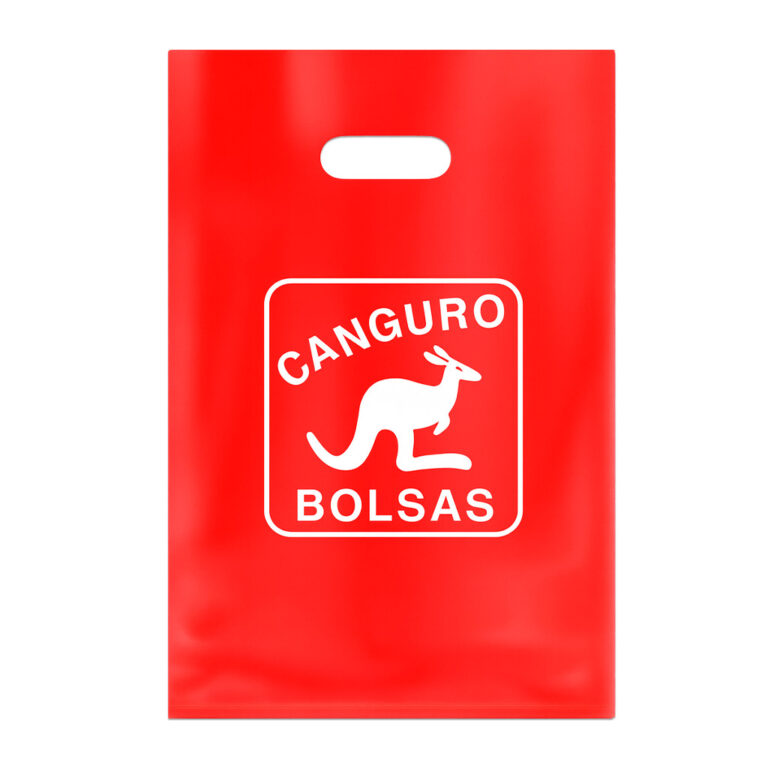 Bolsas Canguro - Bolsa Asa Troquelada Roja de Plastico Biodegradable