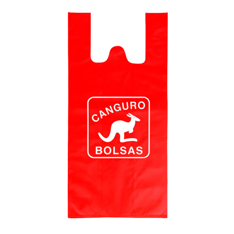 Bolsas Canguro - Bolsa Camiseta de Plastico Biodegradable Roja
