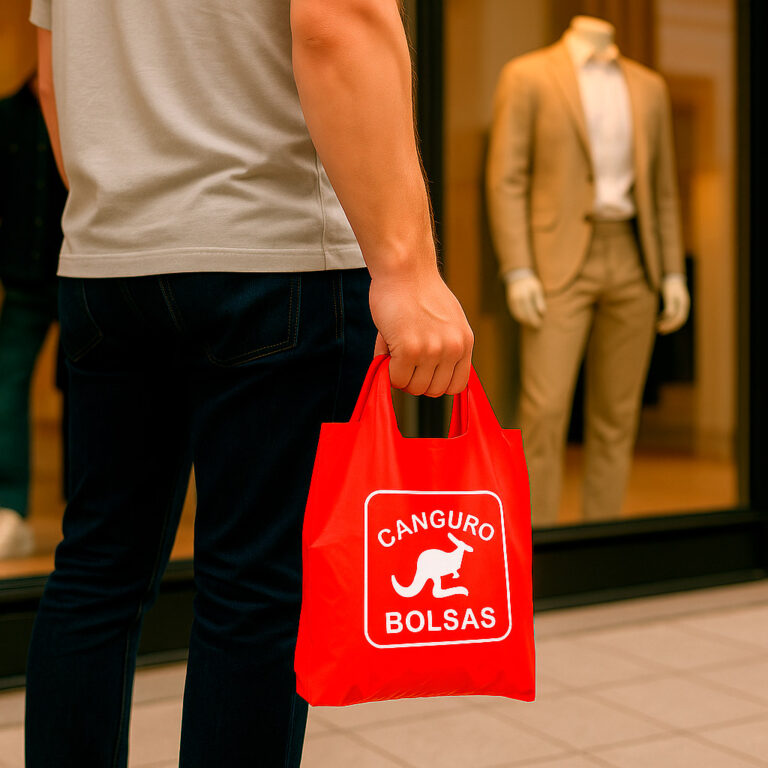 Bolsas Canguro - Bolsa Camiseta de Plastico Biodegradable - roja