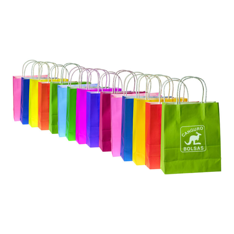 Bolsas Canguro - Bolsas Papel Asa Retorcida Personalizadas - colores